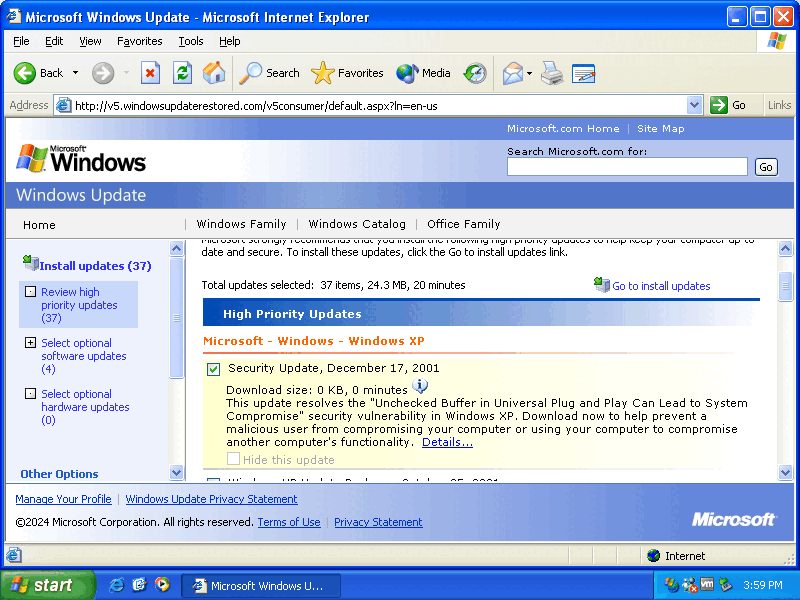 Windows Update Restored v5 - Results after checking for updates