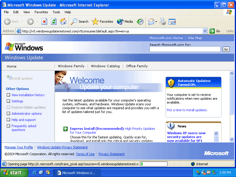 Windows Update Restored v5 - Checking for updates (click to open the picture in full size)