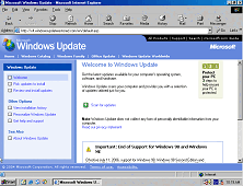 Screenshot of Windows Update Restored v4 running in Internet Explorer 6 SP1 on Windows 98 Second Edition.
